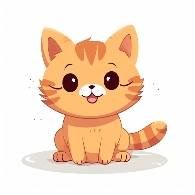 flat illustration of cute pleasant cat friendly character white background