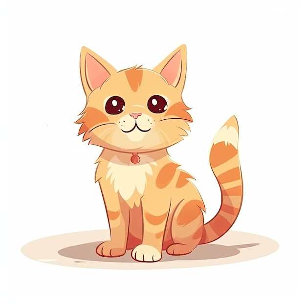 flat illustration of cute pleasant cat friendly character white background