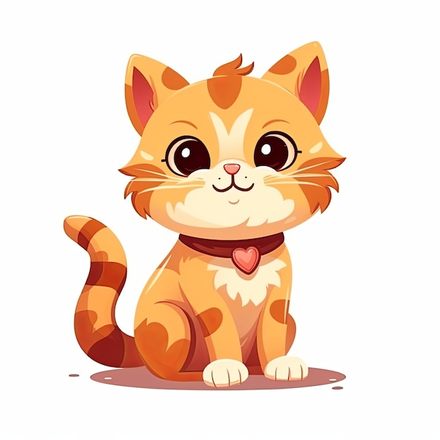 flat illustration of cute pleasant cat friendly character white background