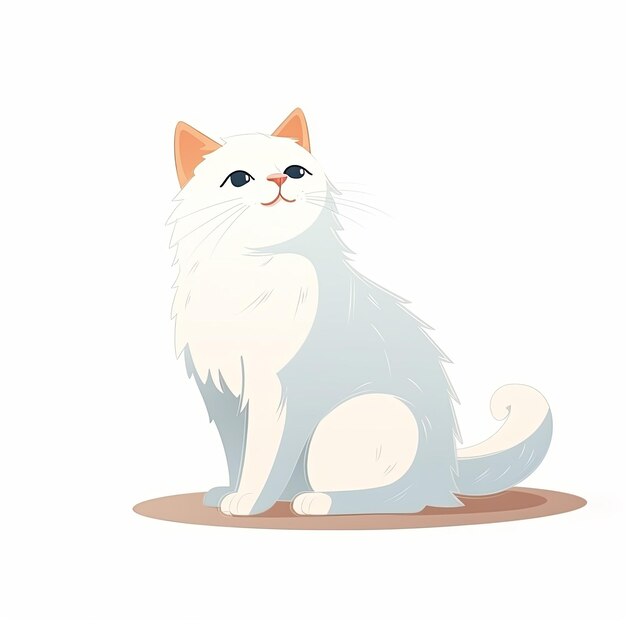 Photo flat illustration of cute pleasant cat friendly character white background