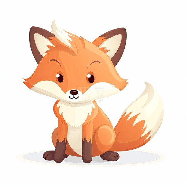 flat illustration of cute pleasant fox friendly character white background