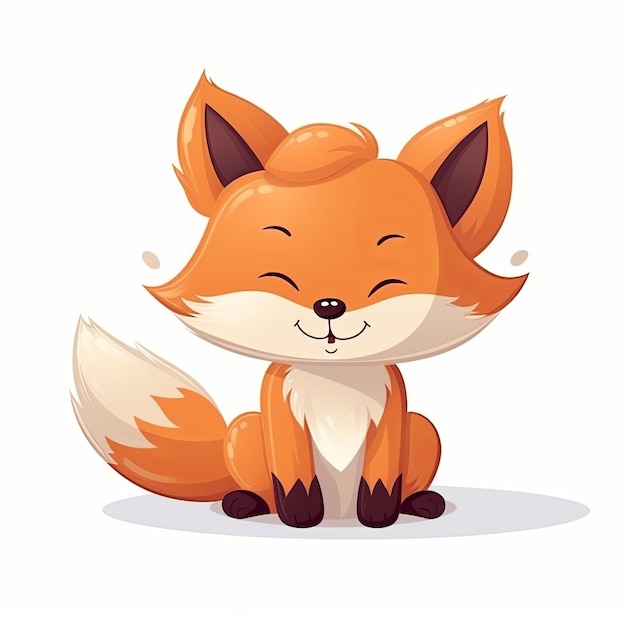 flat illustration of cute pleasant fox friendly character white background