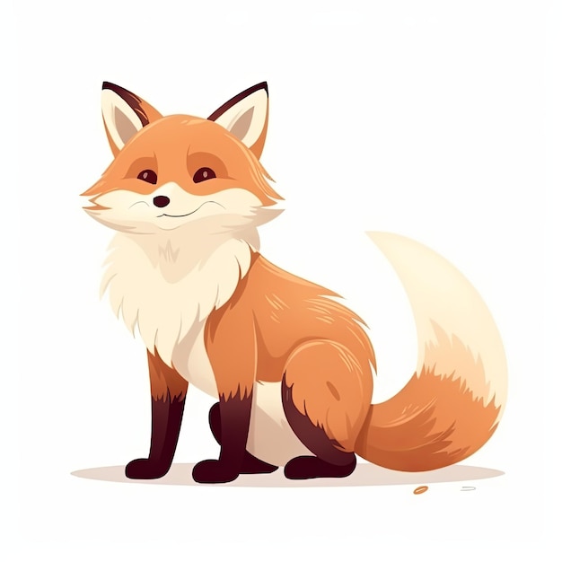 flat illustration of cute pleasant fox friendly character white background