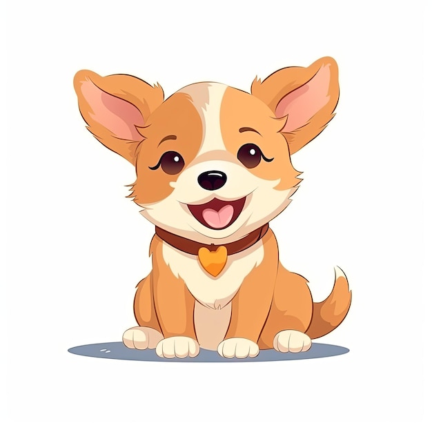 flat illustration of cute pleasant puppy friendly character white background