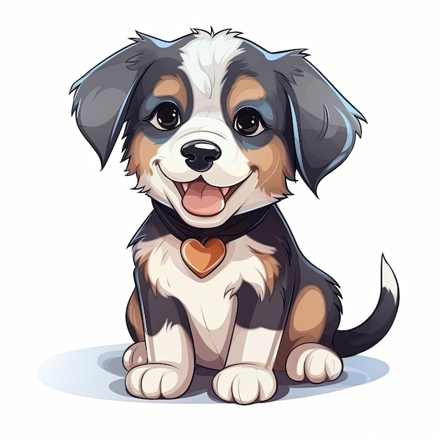 flat illustration of cute pleasant puppy friendly character white background