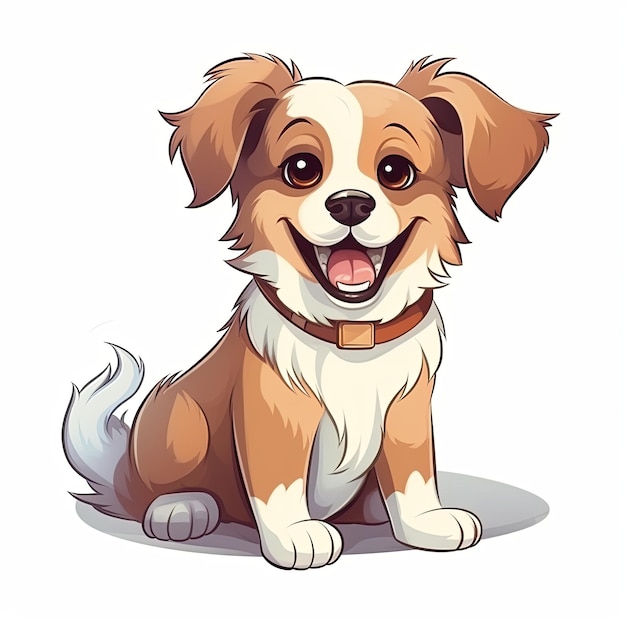 flat illustration of cute pleasant puppy friendly character white background