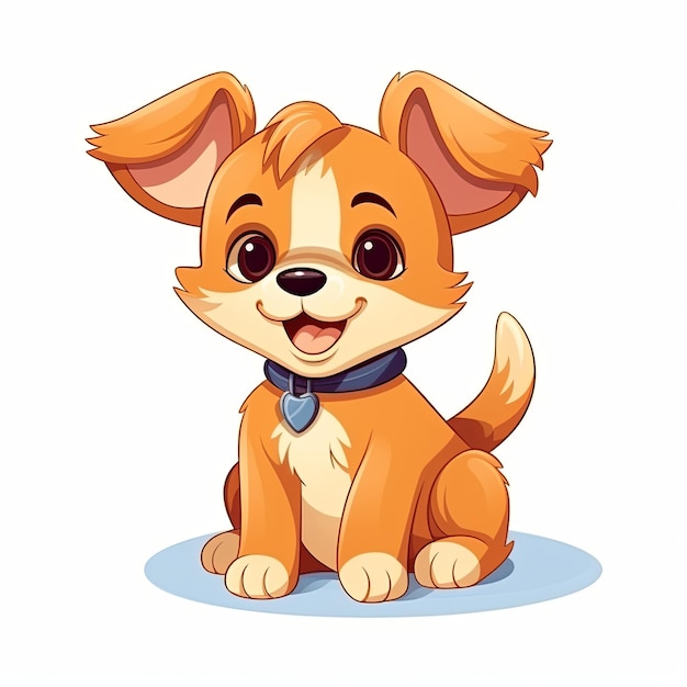 flat illustration of cute pleasant puppy friendly character white background