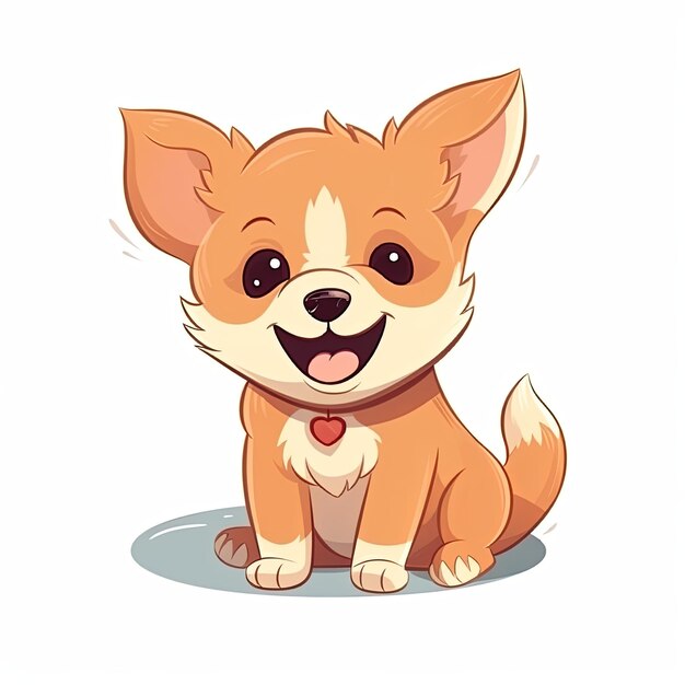 flat illustration of cute pleasant puppy friendly character white background