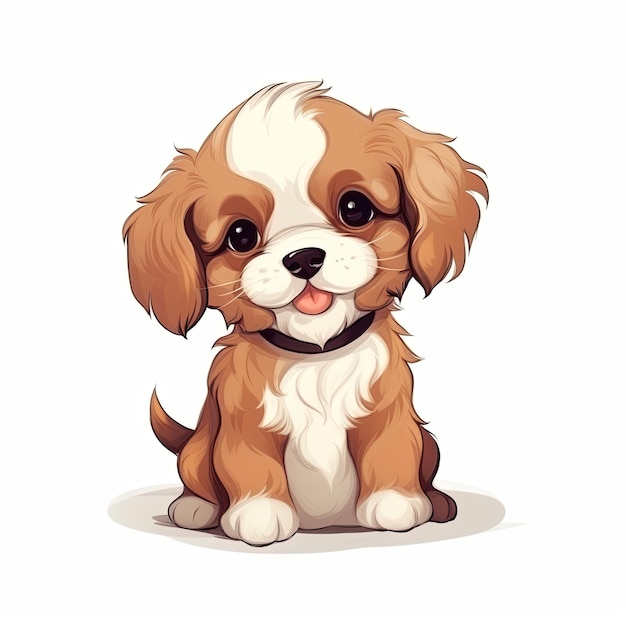 flat illustration of cute pleasant puppy friendly character white background