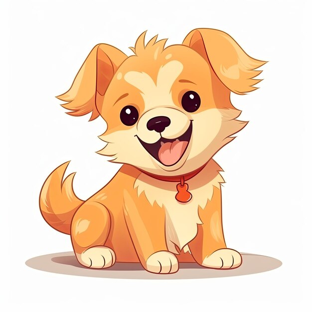 flat illustration of cute pleasant puppy friendly character white background