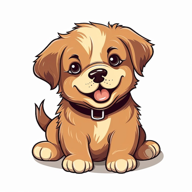 flat illustration of cute pleasant puppy friendly character white background