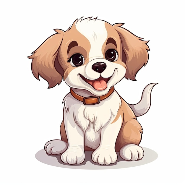 flat illustration of cute pleasant puppy friendly character white background