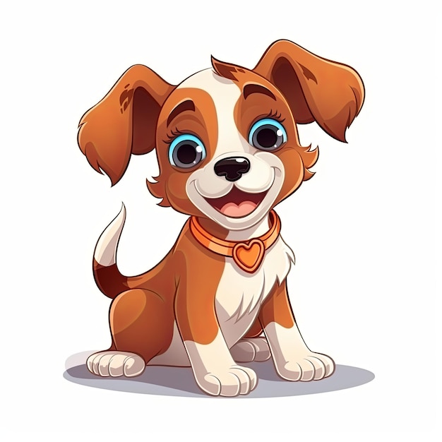 flat illustration of cute pleasant puppy friendly character white background