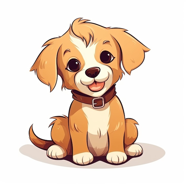 flat illustration of cute pleasant puppy friendly character white background