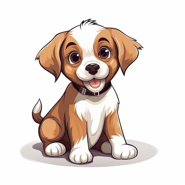 flat illustration of cute pleasant puppy friendly character white background