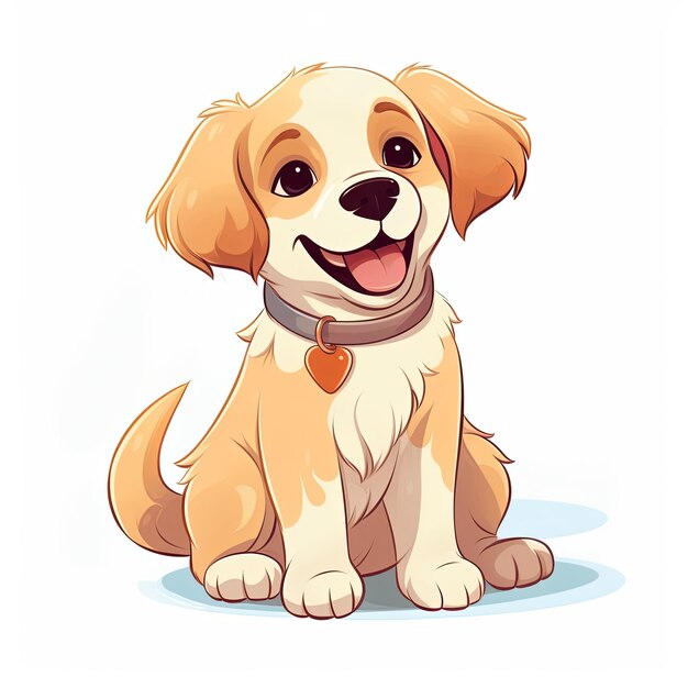 flat illustration of cute pleasant puppy friendly character white background