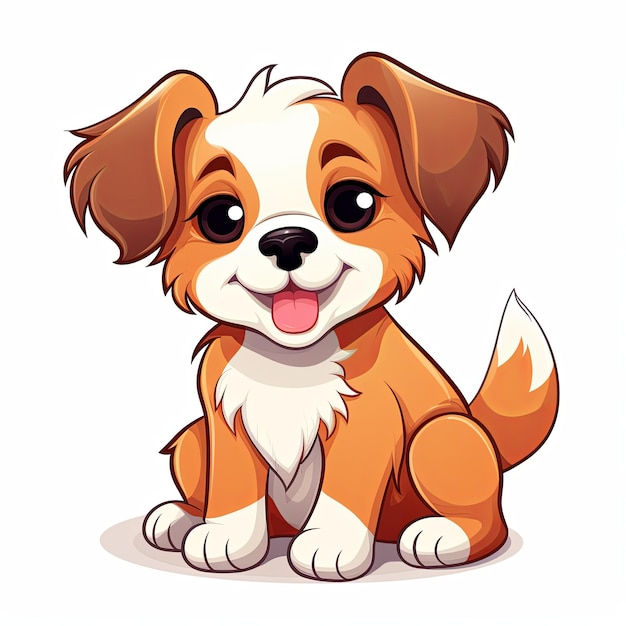 flat illustration of cute pleasant puppy friendly character white background