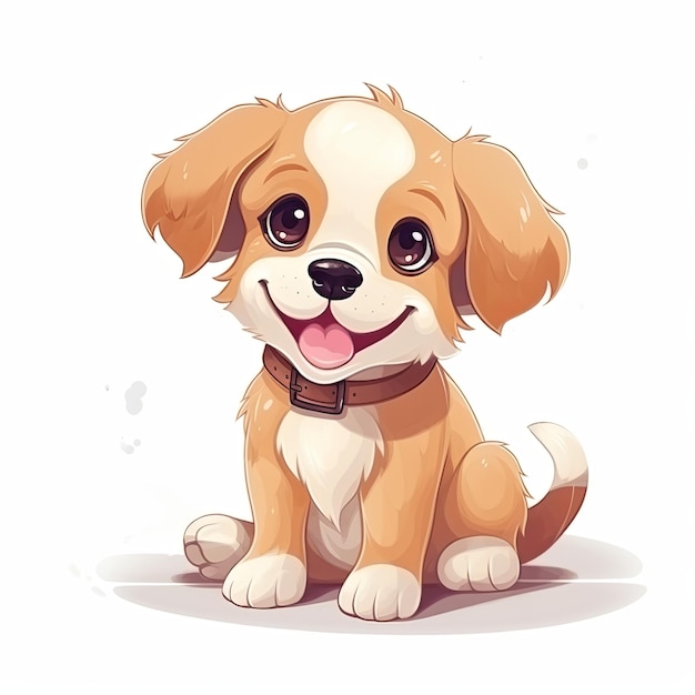 flat illustration of cute pleasant puppy friendly character white background