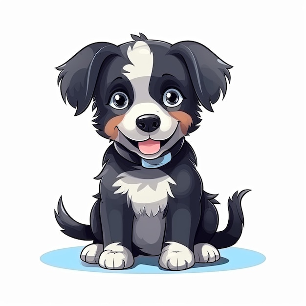 flat illustration of cute pleasant puppy friendly character white background