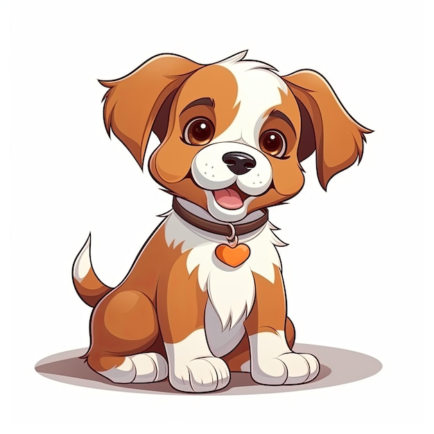 flat illustration of cute pleasant puppy friendly character white background