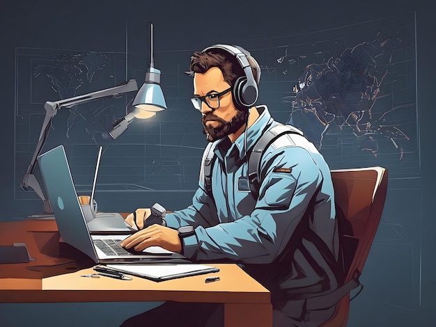 Flat illustration of Cybersecurity specialist