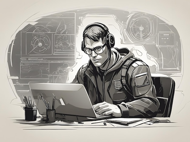 Flat illustration of Cybersecurity specialist