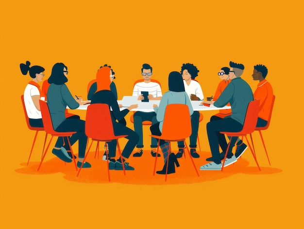 Flat Illustration of Focus Group Discussion