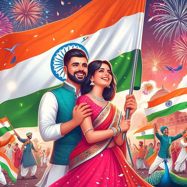 Photo flat illustration for india independence day celebration