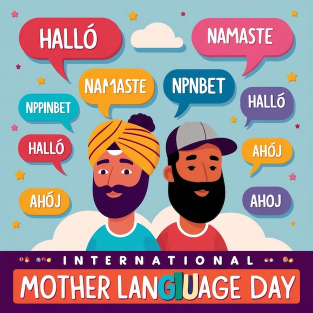 Photo flat illustration for international mother language day