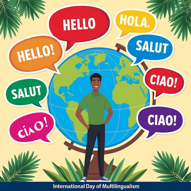 Photo flat illustration for international mother language day