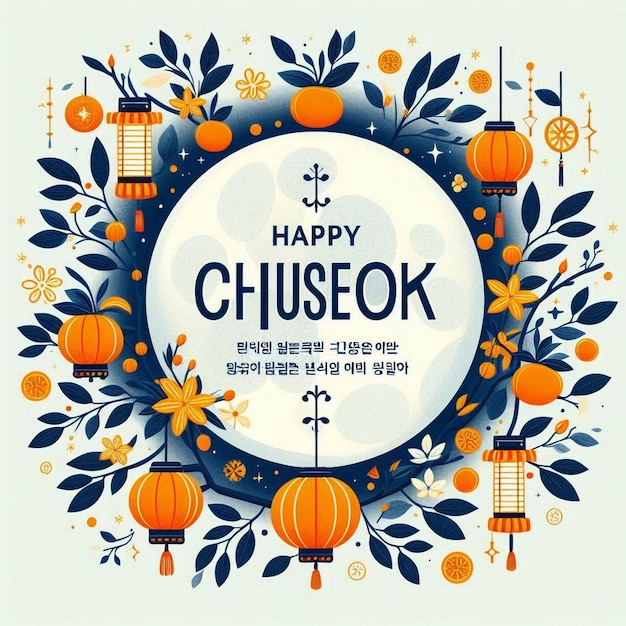 Flat Illustration for Korean Chuseok Festival Celebration