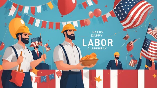 Photo flat illustration for labor day celebration