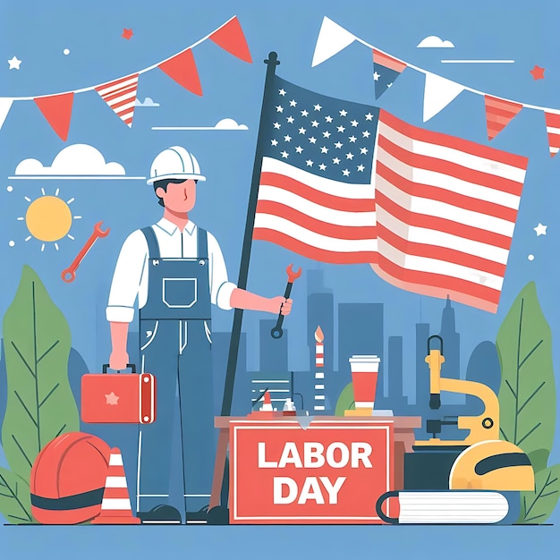 Flat illustration for labor day celebration