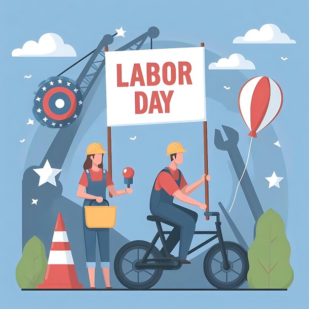 Photo flat illustration for labor day celebration