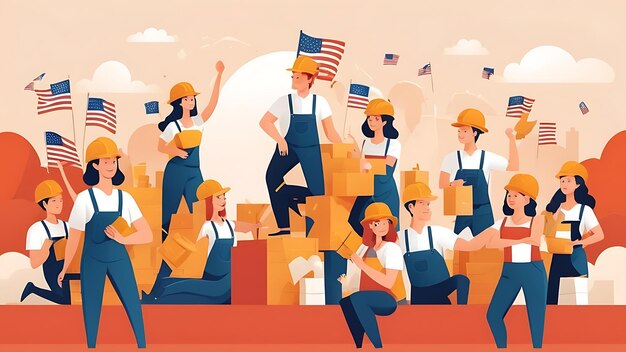 Photo flat illustration for labor day celebration