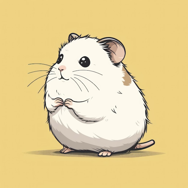 Flat illustration line art minimal hamster black line