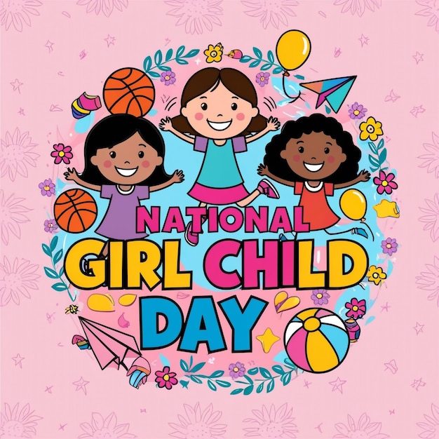 Flat Illustration for National Girl Child Day