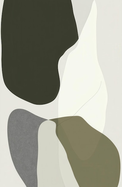 Photo flat illustration of organic shapes in sage green and dark gray