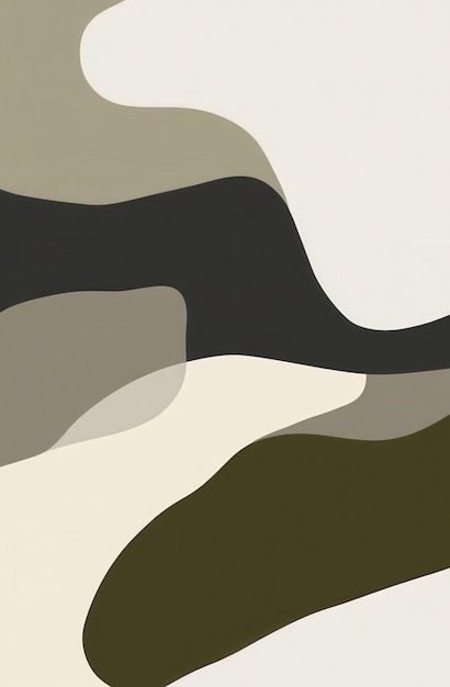 Photo flat illustration of organic shapes in sage green and dark gray