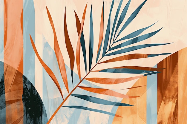 flat illustration of a palm leaf in earthy tones