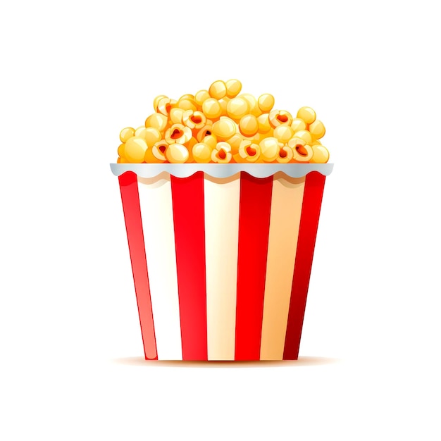 Flat illustration of popcorn bucket isolated Cinema design Movie and film concept