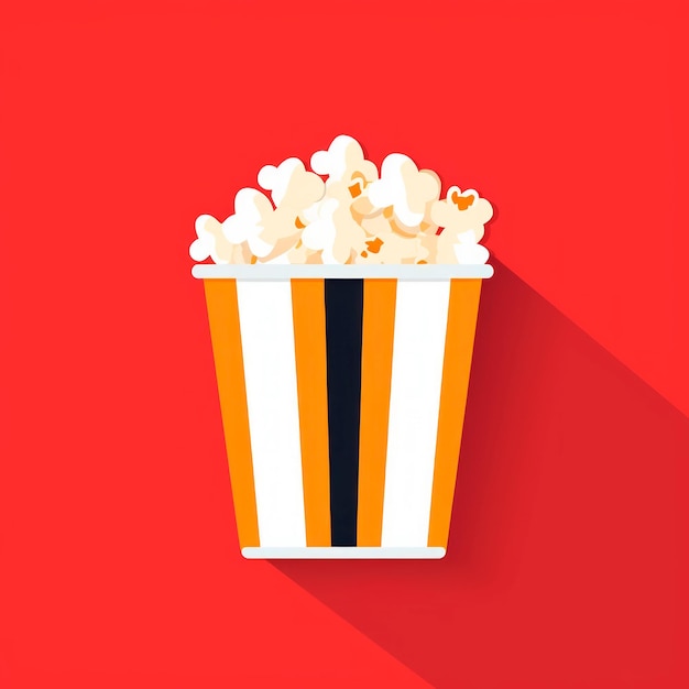 Flat illustration of popcorn bucket isolated Cinema design Movie and film concept