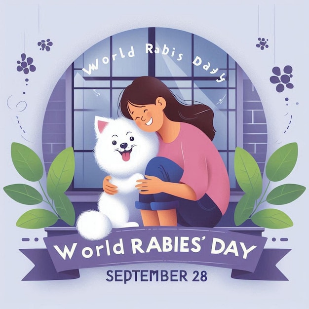 Flat Illustration Promoting Awareness for World Rabies Day