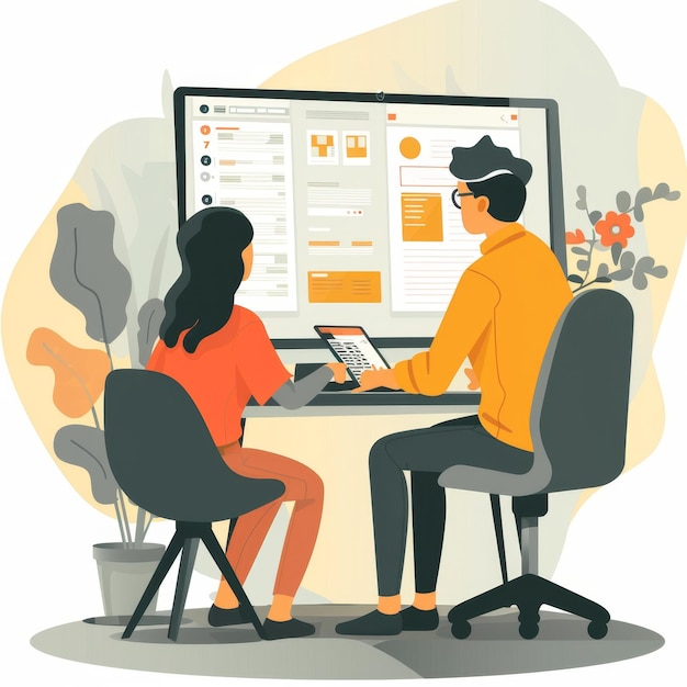 Flat Illustration of Usability Testing Session