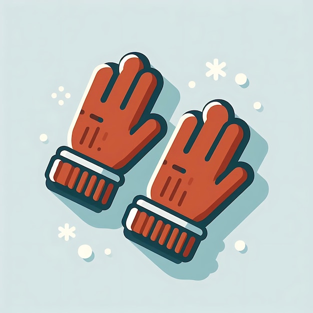 Photo a flat illustration vector image of a pair of winter gloves placed on a solid white background