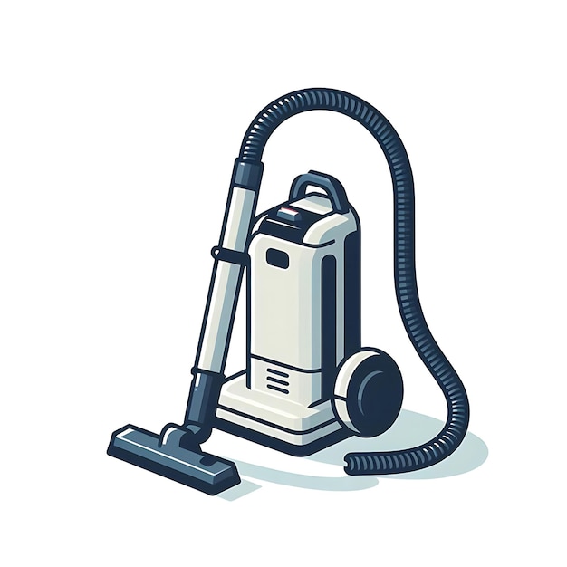 Photo a flat illustration vector image of an upright vacuum cleaner with a hose and handle