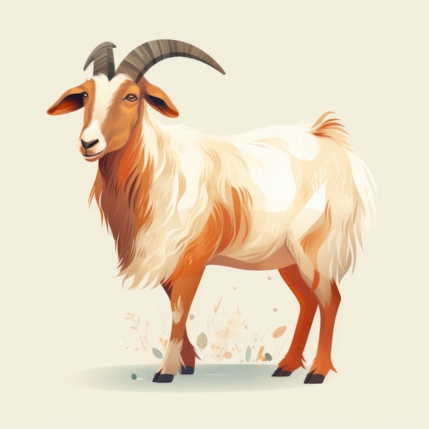 Flat Illustration Of A Whole Goat