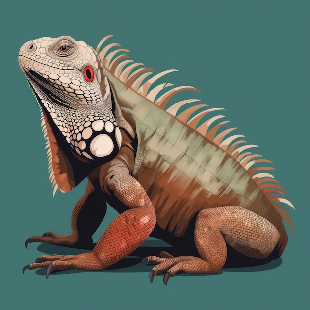 Flat Illustration Of A Whole Iguana