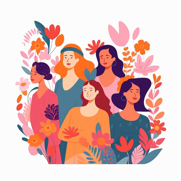 flat illustration of womens women equality day mother day international womens day