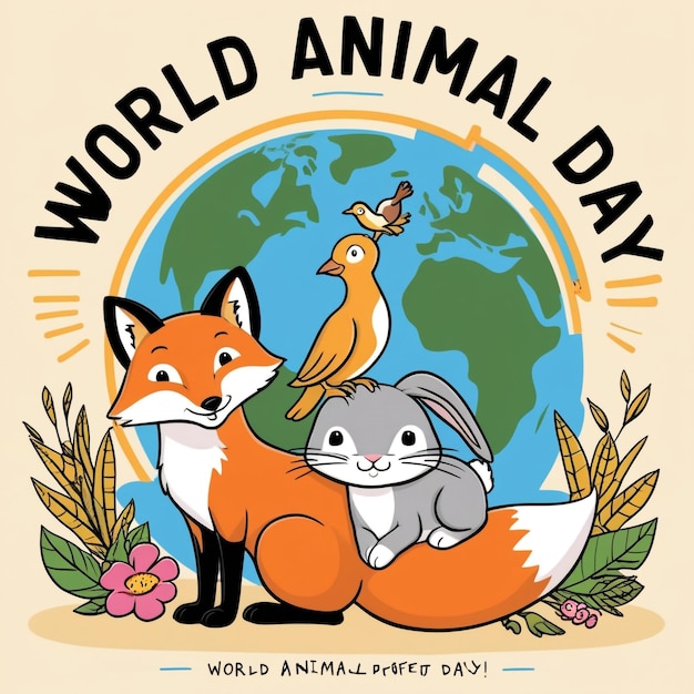 Photo flat illustration for world animal day celebration